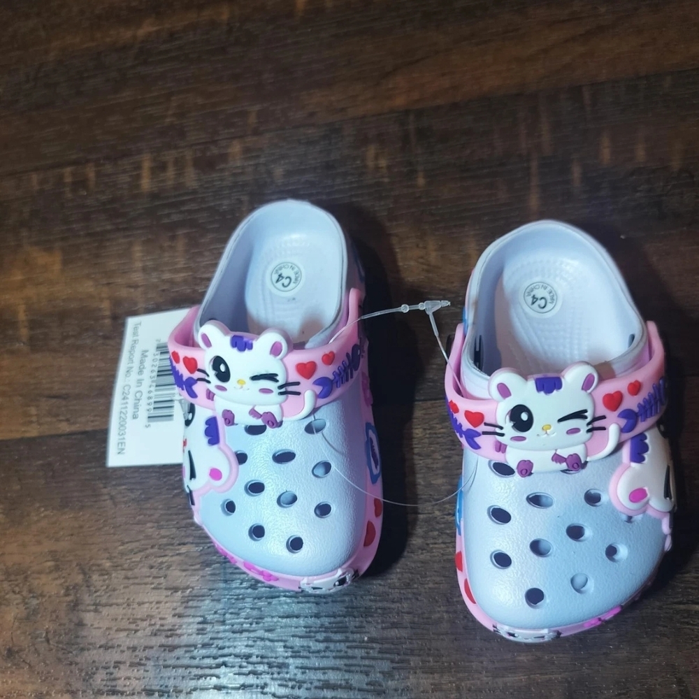 Toddler Clogs Pink Cat Hearts EU 20 / US C4 New